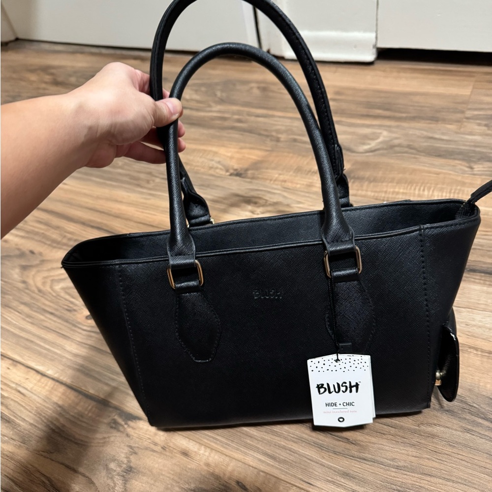 Blush Hide and Chic Wine Storage Black Tote Bag